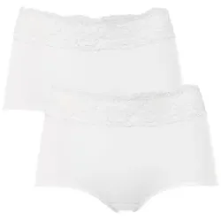 Trofe Lace Trimmed Maxi Briefs 2P Weiß Baumwolle Small Damen