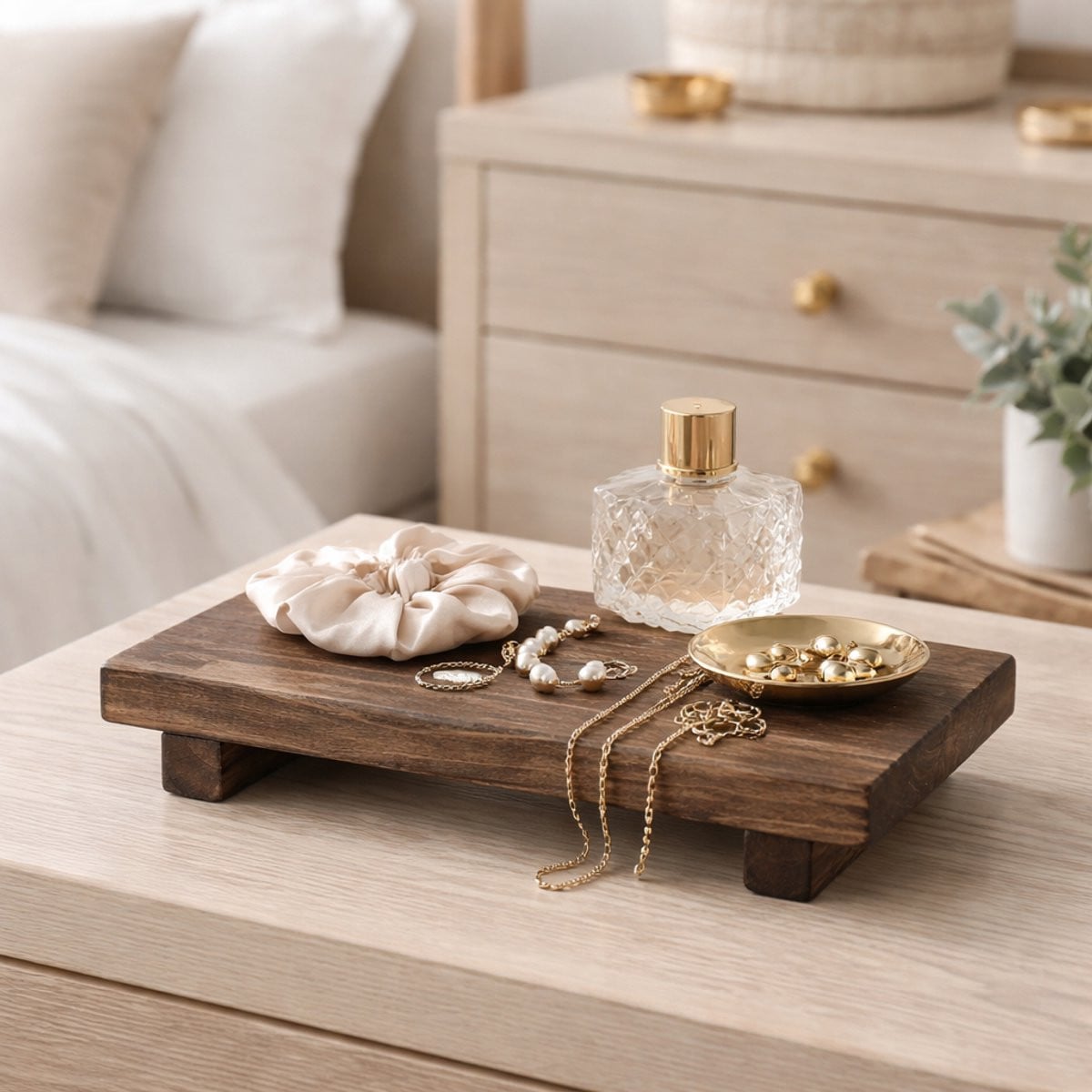 Afecto Houten Tray Rustiek Hout Organizer voor Badkamer, Keuken of Slaapkamer