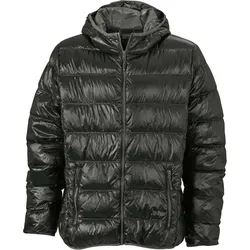 James & Nicholson Leichte Herren Daunen Kapuzenjacke Stepp-Jacke JN1060 black/grey L