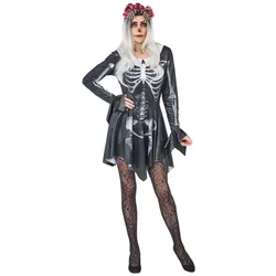 Kleid "Skelett", schwarz-weiß