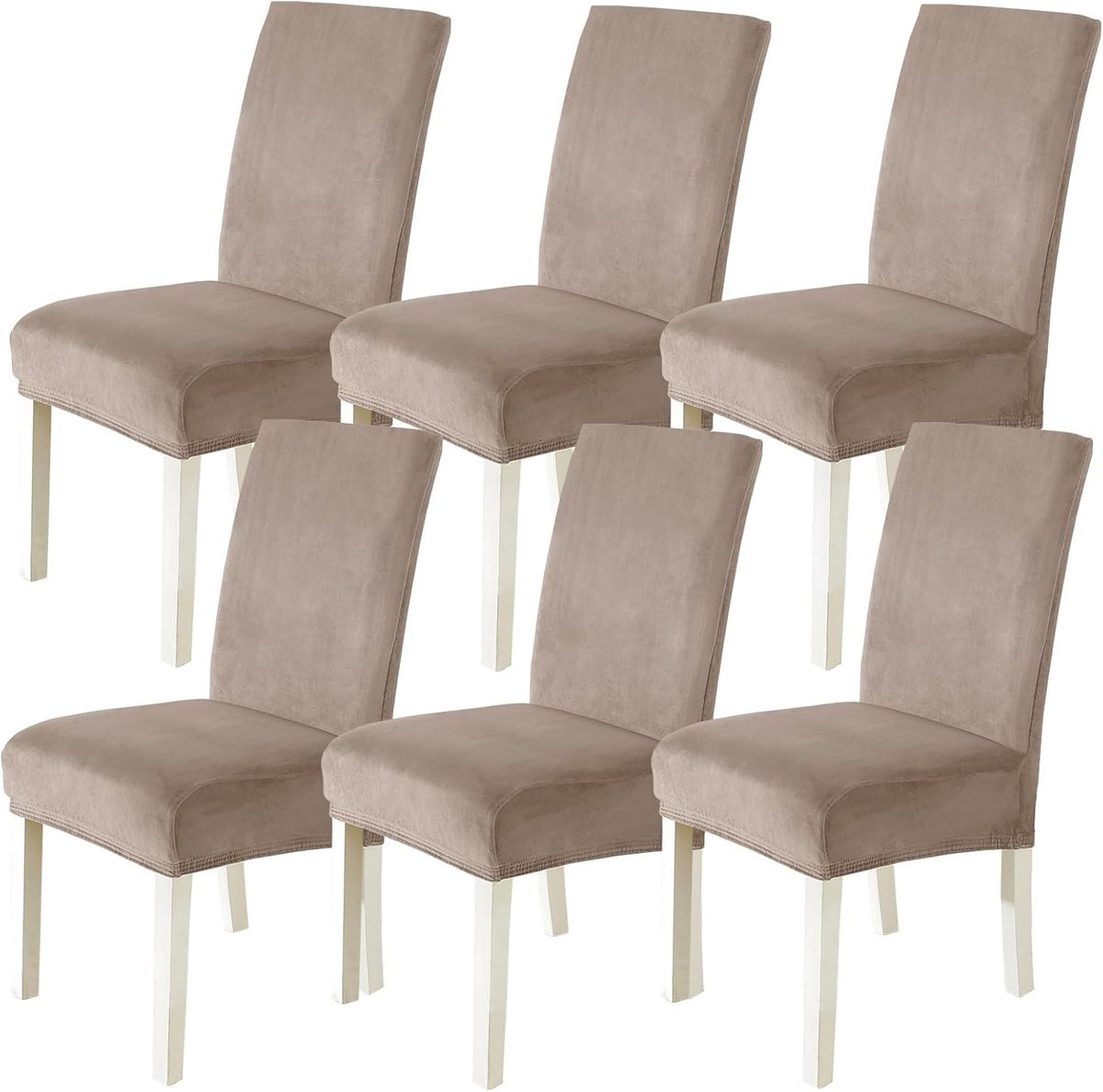 SnelShoppen Velvet Stoelhoezen 6 Stuks - Universele Stretch Stoelhoezen - Wasbare Eetkamer Stoelhoezen