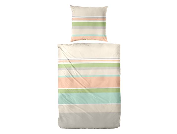 Bettwäsche PRIMERA Mako-Satin-Bettwäsche Line Art , beige (natur), B/L: 155cm x 220cm, 1 Stk., 1 Stk., Mako-Satin, B/L: 80cm x 80cm, 2 Stk., Mako-Satin, Obermaterial: 100% Baumwolle, Bettwäsche, Bettwäsche, mit Streifen