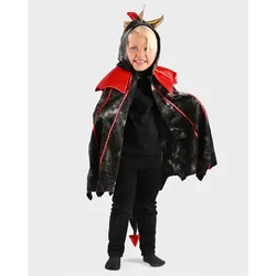 Drachenumhang - schwarz/rot, Gr. 3-8 Jahre