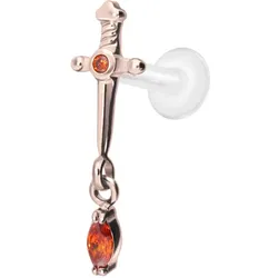 PTFE Labret mit Innengewinde + Titan-Aufsatz DOLCH + KRISTALLTROPFEN
