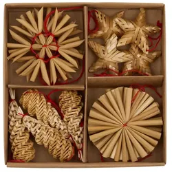 HOME STORY Strohanhänger Set   , beige , Naturprodukte , Maße (cm): B: 13,5 H: 2,5