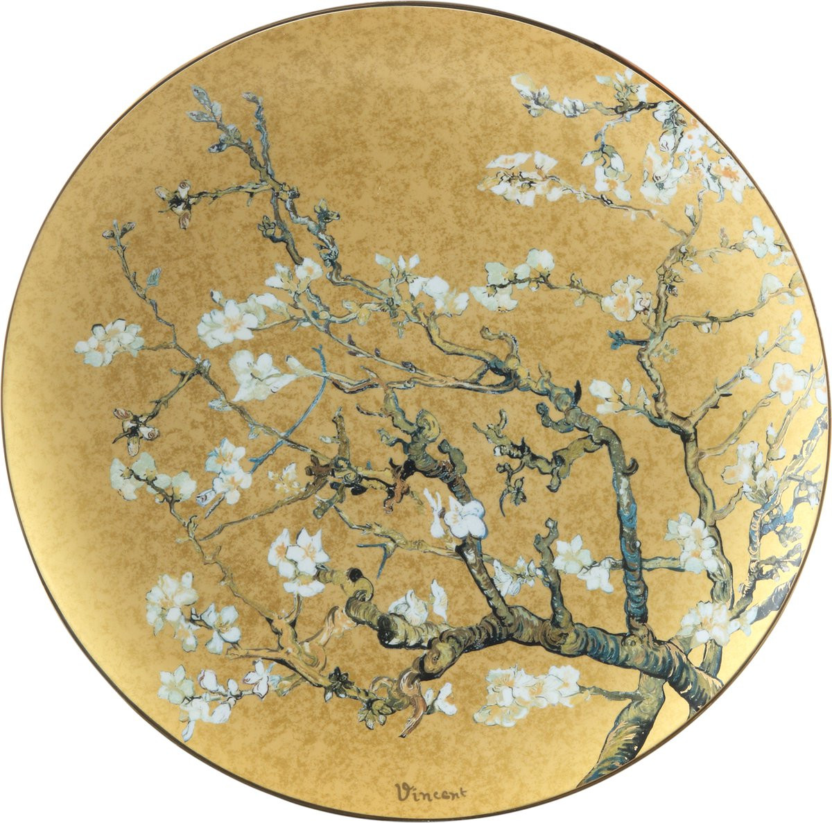 Goebel Vincent van Gogh Limited Edition Schaal Amandelboom goud van porselein - Diameter: 50 cm