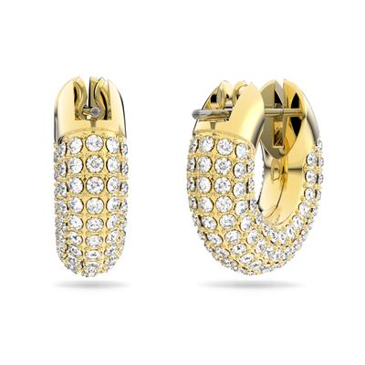 Paar Creolen SWAROVSKI "Dextera Creolen", gold (gelbgoldfarben, kristallweiß, kristallweiß), Ohrringe, Damen, Metall, mit Swarovski Kristall
