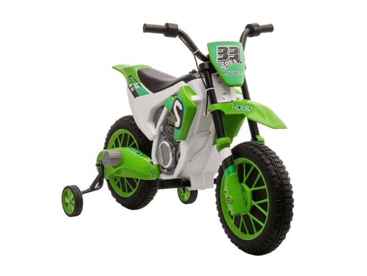 HOMCOM Elektro Kindermotorrad 3-8 km/h 2 Stützräder 3-6 Jahre Grün+Weiß Elektromotorrad Kinder, Elektro Motorrad, Kinder Motorrad Elektrisch 3-6 Jahre
