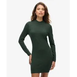 Superdry für Damen. W8011223A Grünes Strickkleid aus Merinowolle (S), Lässig, Langarm