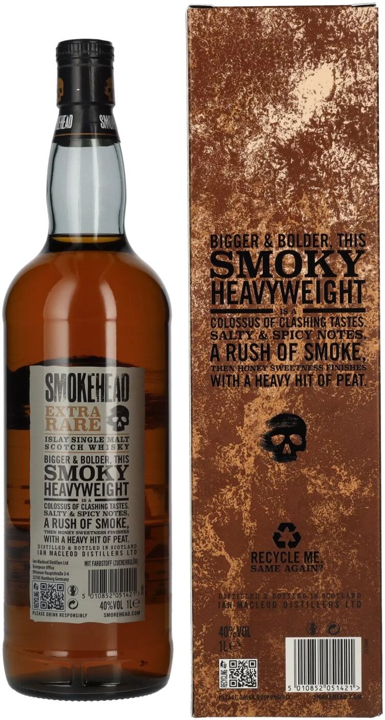Smokehead Whisky Smokehead EXTRA RARE Islay Single Malt Scotch Whisky Gold Design 40% Vol. 1l in Geschenkbox
