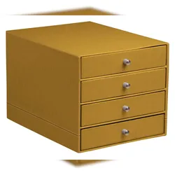 Rhodiarama Schubladenbox mit 4 geschlossenen Laden, Kunstleder, 24,8x32 ,7x22,8cm - Gold 194568C