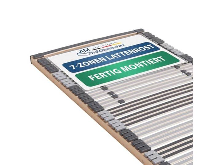 AM Qualitätsmatratzen 7 Zonen Lattenrost 90x190 fertig montiert mit 44 Federleisten - Made in Germany - Ergnomischer & Starrer Lattenrost 90x190cm - Holmabsenkung für Schulter und Becken