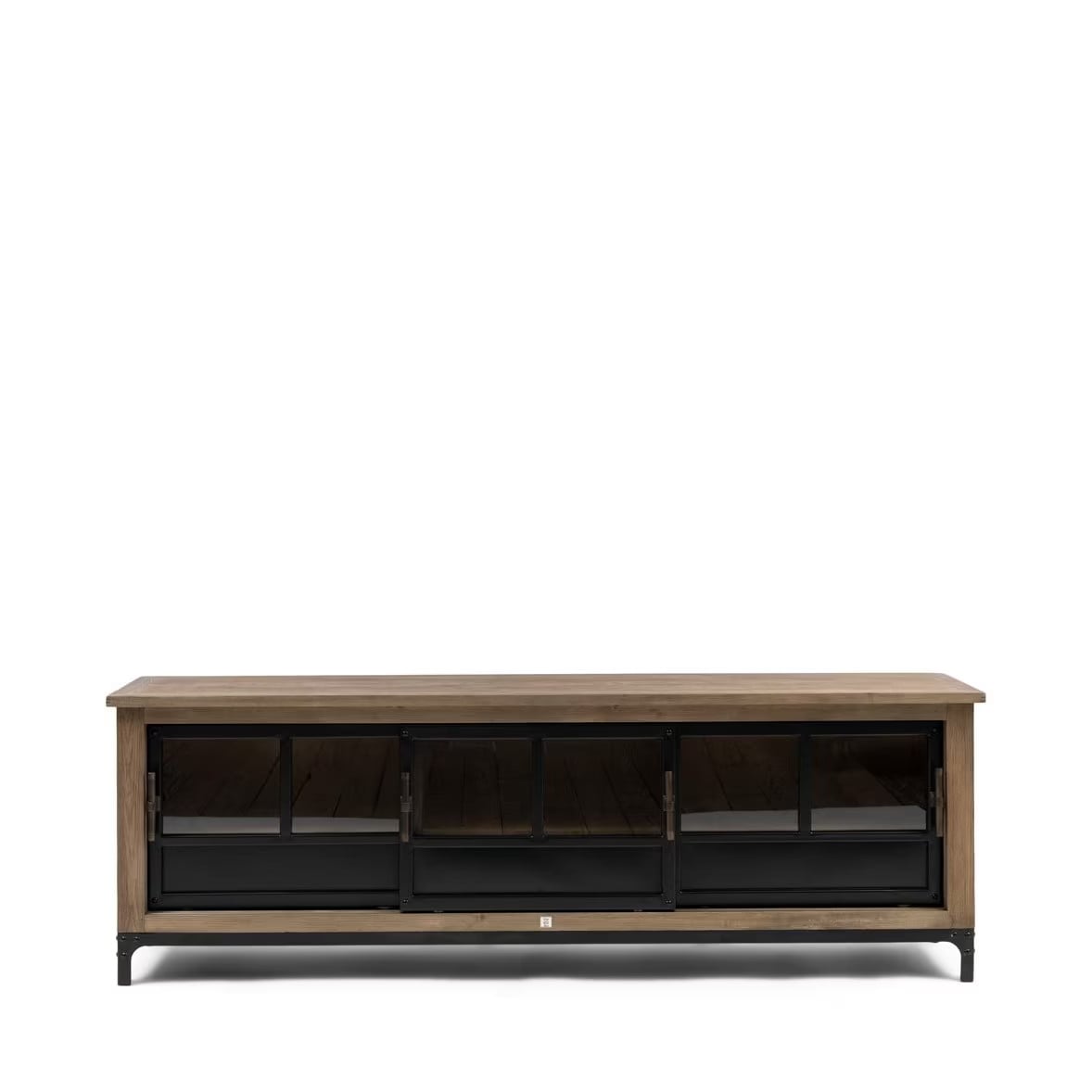 Rivièra Maison TV-meubel The Hoxton Essenhout en Glas, Black, Breedte: 190 cm