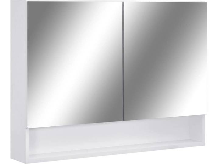 vidaXL LED-Bad-Spiegelschrank Weiß 80x15x60 cm MDF
