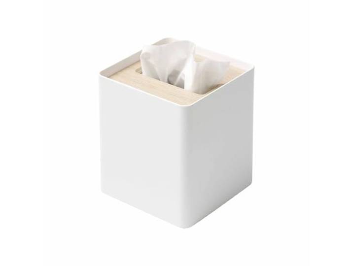 Yamazaki 5180 RIN Tissue Case Square\, White\, Steel/Wood\, 13 x 13 x 15.5 cm