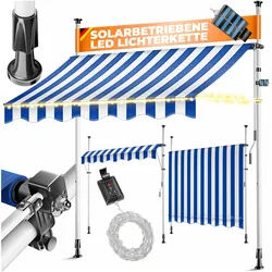 Kesser, Markise, Klemmmarkise Balkonmarkise mit Handkurbel und LED Lichterkette (1.80 m)