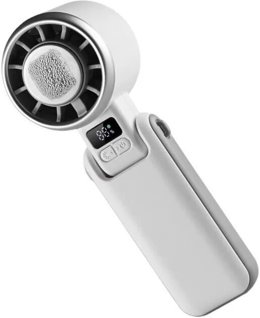 INF Tragbarer Hochgeschwindigkeits-Handventilator mit Kühlfunktion und Digitalanzeige Weiß