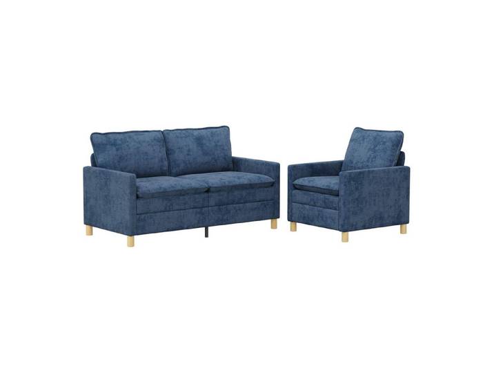 vidaXL Sofa Sofa Set 2 stk. Blau Polyester, 2 Teile, Sofa Set 2 stk. Blau Polyester