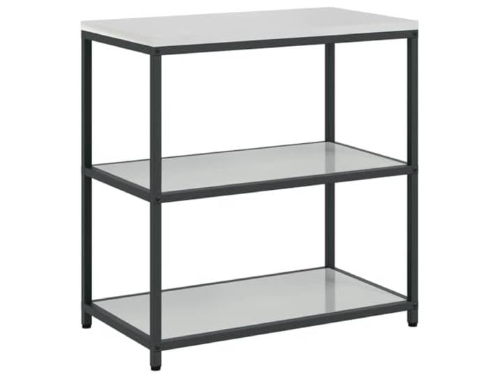 KUPTYERFG Küchenaufbewahrung HATTEM Silber 90x50x92 cm Stahl Standregal Robuste Anrichte aus Metall für Gartenküche und Terrasse. Stabile Ablageflächen bieten reichlich Platz für Grillzubehör.
