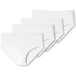 SCHIESSER Damen Slip 4er Pack - Midi-Slip, Cotton Stretch, uni Weiß / S