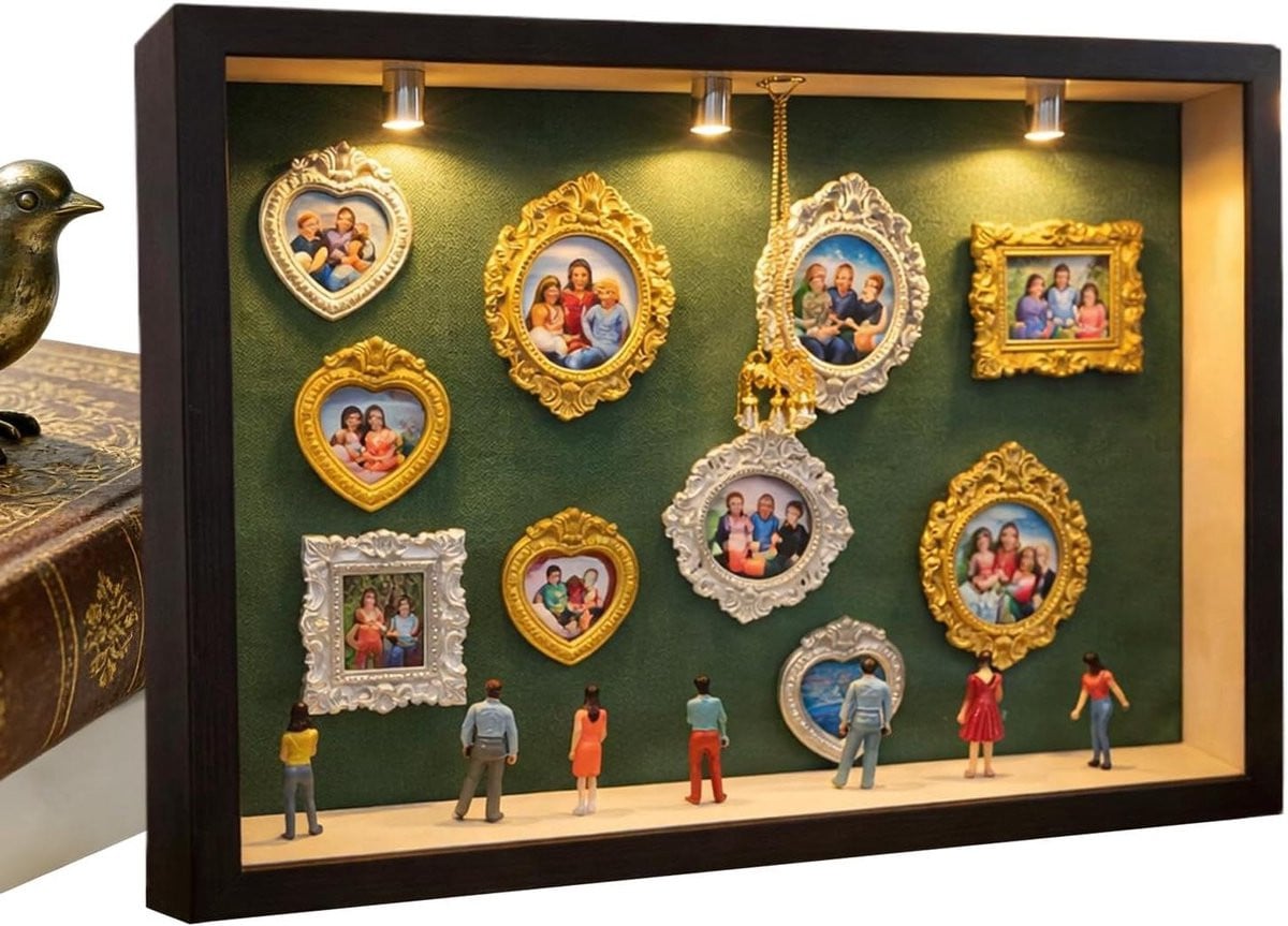 Museum Silhouet Doos Mini Vitrine Groen - 33 x 23 cm