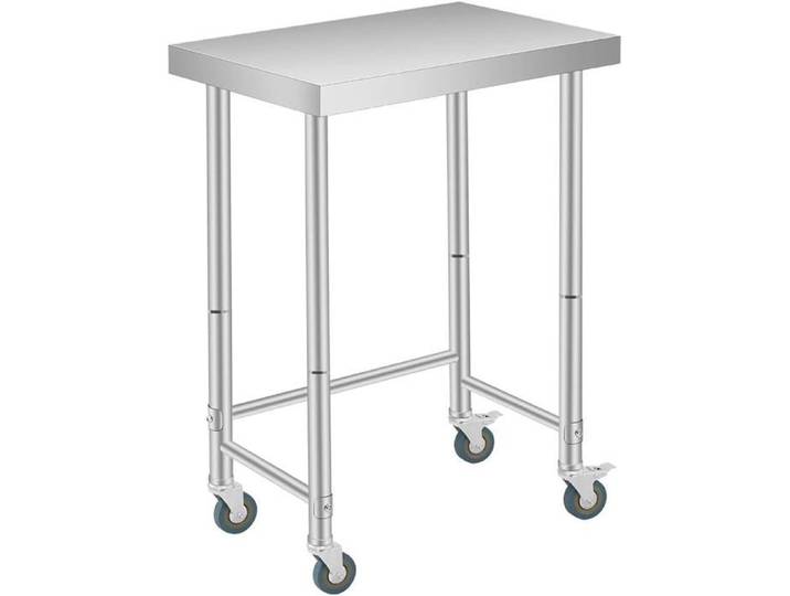 Table de travail à roulettes en acier inoxydable 46x61 cm pour cuisine et préparation alimentaire usage commercial Argenté
