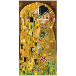Wallario Uhr 30 x 60 cm, schwarze Zeiger Der Kuss von Klimt