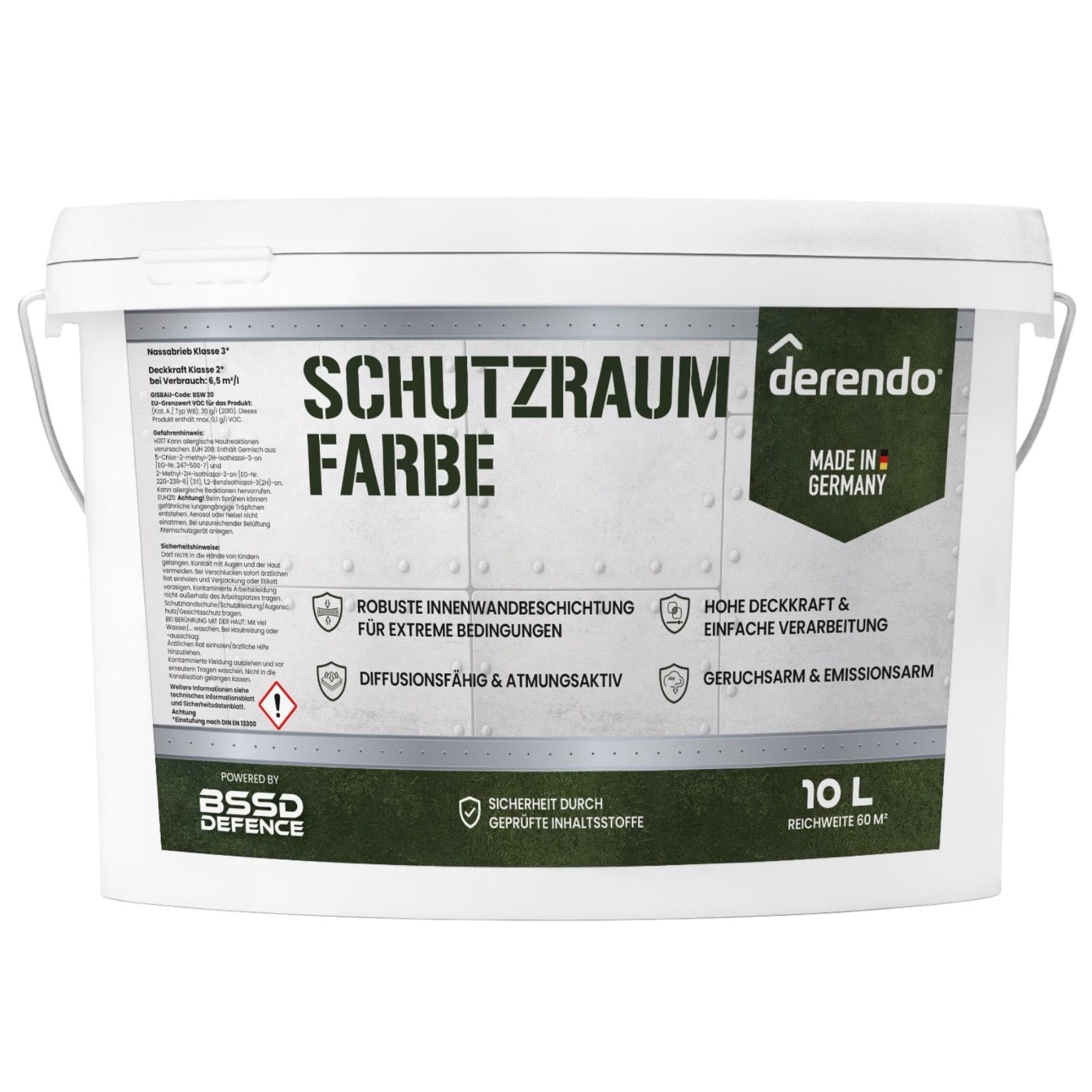 Derendo Schutzraum Wandfarbe weiß, 10l