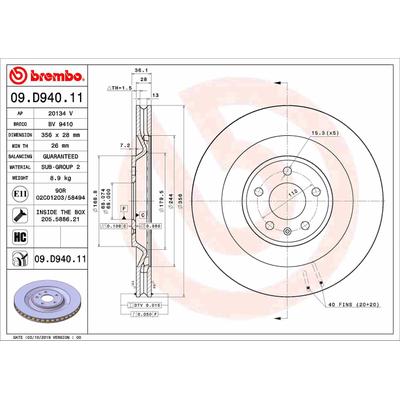 Brembo Bremsscheibe [Hersteller-Nr. 09.D940.11] für Porsche