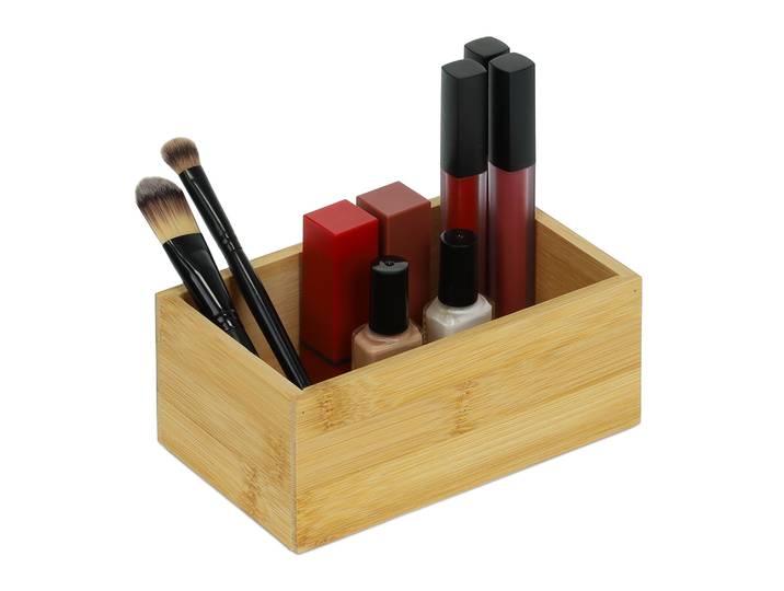Bambus Box in Quaderform Hellbraun