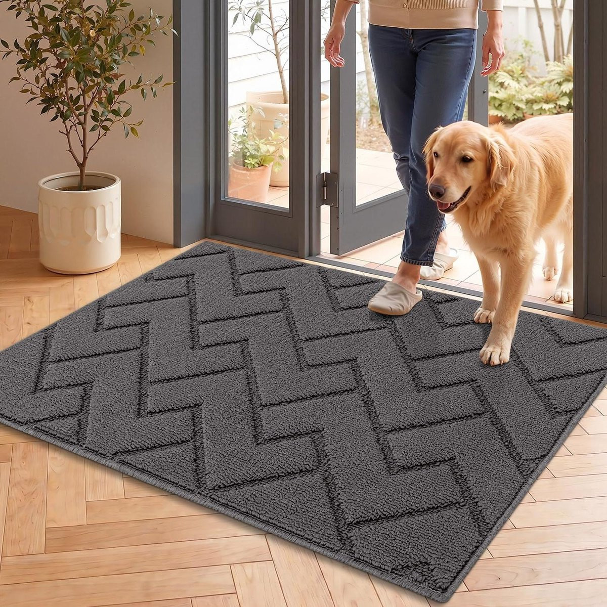 Grijs Schoonloopmat Binnen - Machinewasbare Deurmat - 60 x 90 cm