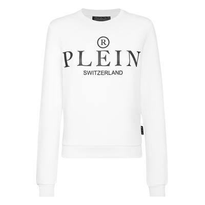 Sweatshirt PHILIPP PLEIN "Iconic Plein", Damen, Gr. L, weiß (01, weiß), Obermaterial: 100% Baumwolle, Sweatshirts Sweatshirt