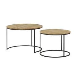 Höffner Home Couchtisch 2er Set  Illesheim , holzfarben , Maße (cm): H: 5  Ø: 75