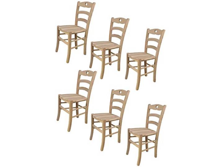 t m c s Tommychairs - 6er Set Stühle Cuore für Küche und Esszimmer, robuste Struktur aus poliertem Buchenholz, unbehandelt und 100% natürlich, Sitzfläche aus poliertem Holz