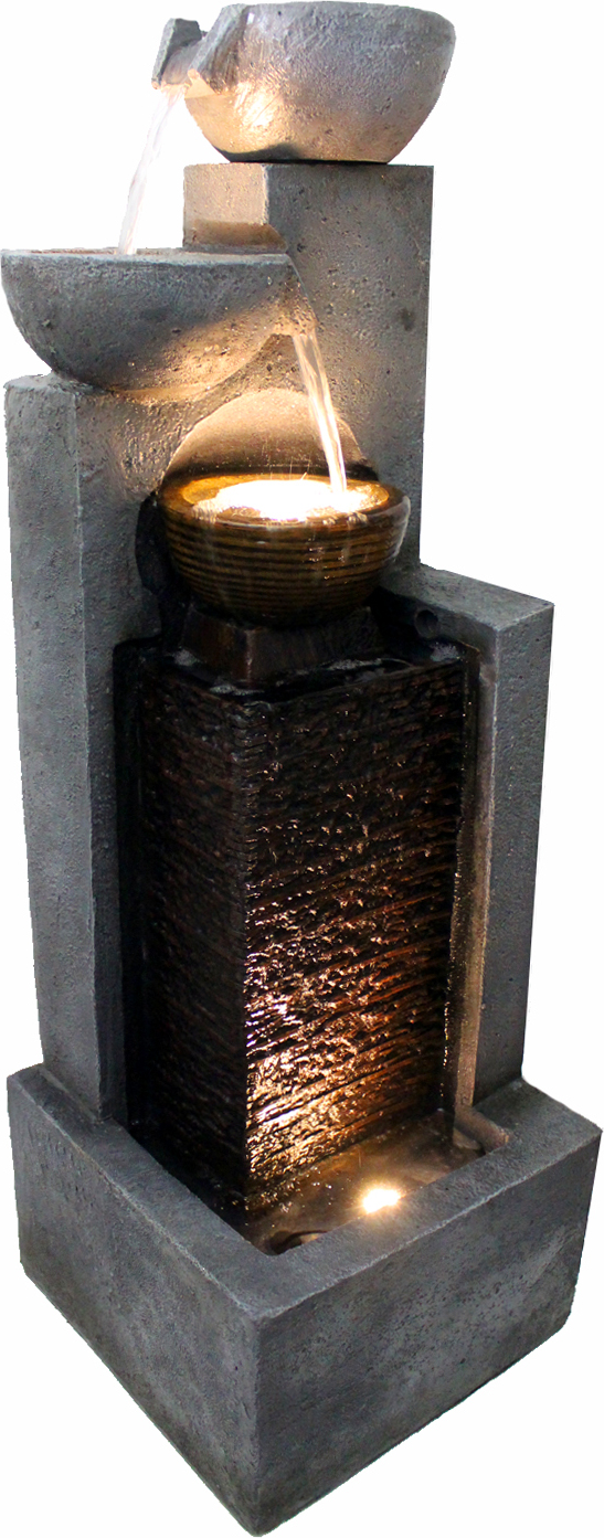 Großer Gartenbrunnen 109 cm mit LED Beleuchtung Springbrunnen Kaskade Wasserspiel Gartendekoration Wasserwand Terrassenbrunnen