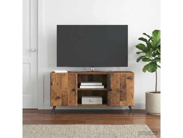 TV-Schrank 102 x 34,5 x 50 cm Altholz Holzwerkstoff Entertainment-Center Massives Altholz, Holzwerkstoff, offene Regale, geschlossene Fächer, moderne Optik, vielseitig einsetzbar