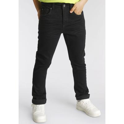 Stretch-Hose ARIZONA "Basic Jeans für Jungen", Jungen, Gr. 176, N-Gr, schwarz, Denim/Jeans, Obermaterial: 98% Baumwolle, 2% Elasthan, used, regular fit lang, Hosen, regular fit mit schmalem Bein