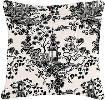 "Pagoda Sunbrella Outdoor Pillow - Pagoda Black Sunbrella, 20"" x 20"" - Ballard Designs"