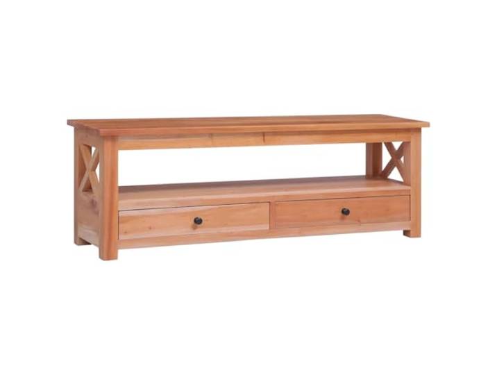 LKJephalotrope TV-Schrank Lowboard Massivholz Mahagoni 120x30x40cm Vintage Stabiles Fernsehmöbel aus echtem Echtholz mit 2 Schubladen und Ablage für Ihr Wohnzimmer im edlen Retro Look.