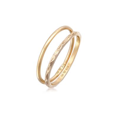 Ring-Set ELLI "Ring Stapelringe Stacking Bandring 2er Set 925 Silber" Gr. 52, gold, Fingerringe, Damen, 52, ohne Stein, Silber 925 (Sterlingsilber), 1mm