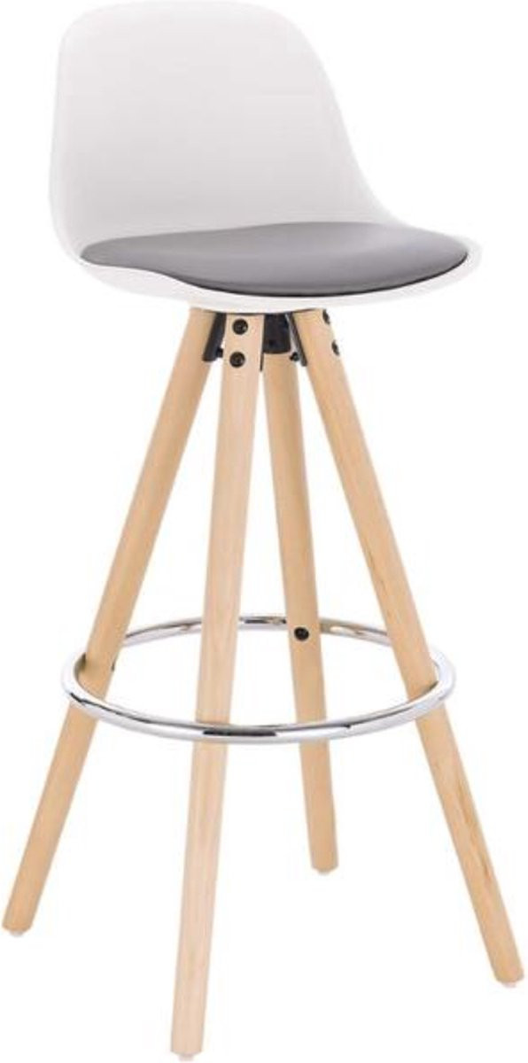 Happyment Hoge Barkruk Vida - Grijs/wit - Zithoogte: 75 cm