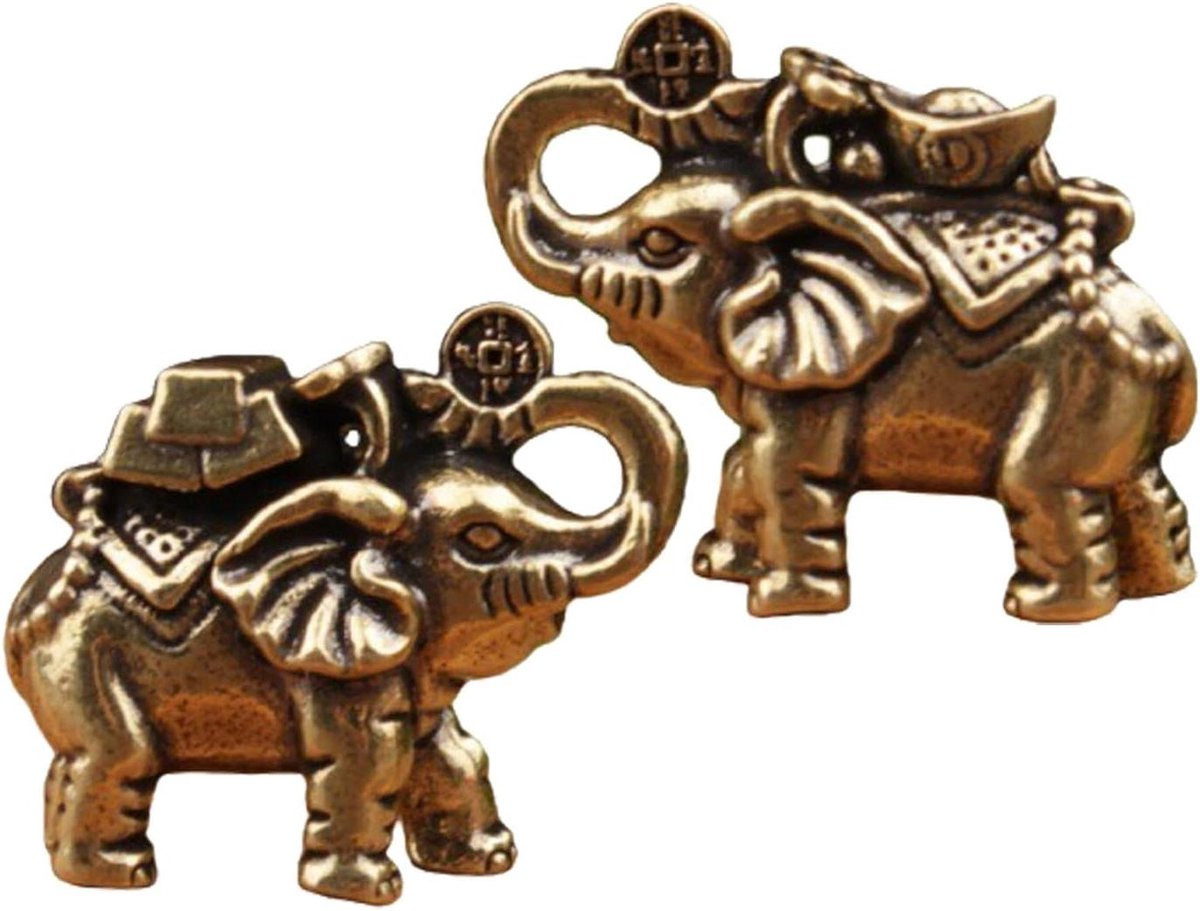 Gouden Olifant Beeldje - Gelukssymbool voor Woonkamer Decoratie - 2,7 cm