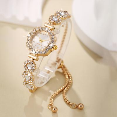 Youfap Market Fashion Ladies Quartz Wristwatch, Elegant Rhinestone Women Watches, Girls Bracelet Strap Gift Clock white