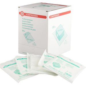 Nobamed Mullkompressen 712510, aus Baumwolle, steril, fusselfrei, mit Falzkanten, 12-lagig, 10 x 10 cm, 100 Stück