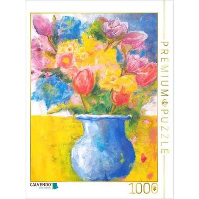CALVENDO Puzzle Bunter Blumenstrauß mit Gouache und Pastellkreide | 1000 Teile Lege-Größe 64x48cm Foto-Puzzle für glückliche Stunden