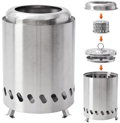 Perfect Picks Market Smokeless Tabletop Fire Pit Portable Mini Fire Pit For Indoor Outdoor Ambience silver