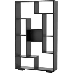 COSTWAY 120 cm Bücherregal mit 9 Fächern, Standregal, Raumteiler, geometrisch, Holz