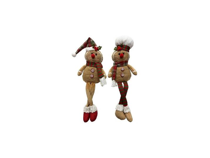 Weihnachtsfigur Dameco Lebkuchenmännchen 2er-Set , braun, B:16cm H:41cm, Polyester, Dekofiguren, Weihnachtsfigur