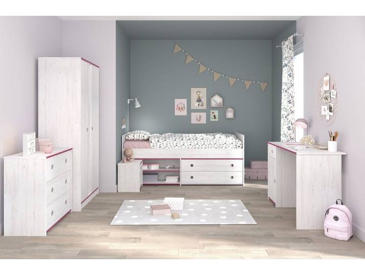 Parisot Komplettschlafzimmer Set mit Absetzungen in Rosa oder Blau