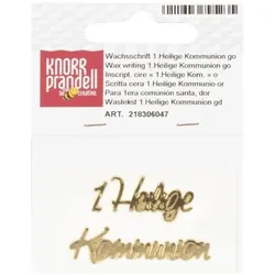 6x Knorr Prandell, Modelliermasse, Wachsschrift '1. Heilige Kommunion' 10 cm gold